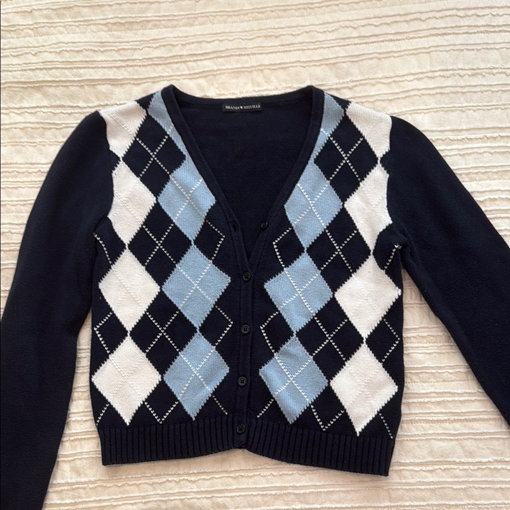 Brandy Melville Black and Blue Cardigan